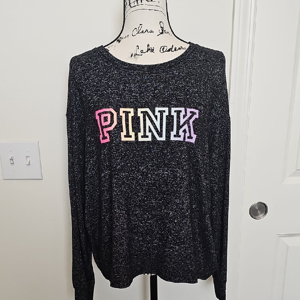 Heathered Black PINK Logo Sweater